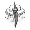 dragon con sol y luna tattoo design idea