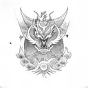 dragon con sol y luna tattoo design idea