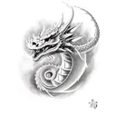 a realist dragon representing the same dragon of sant seya Shiryu character tattoo design idea