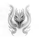 a realist dragon representing the same dragon of sant seya Shiryu character tattoo design idea