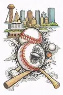 baseball, Caden, strong, Houston skyline tattoo design idea