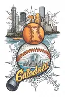 baseball, Caden, strong, Houston skyline tattoo design idea