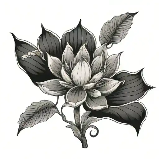 black lotus with japanese fan tattoo design idea