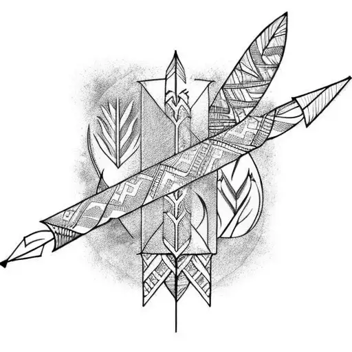 arrow and turkey feathers tattoo design idea