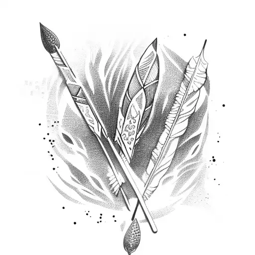 arrow and turkey feathers tattoo design idea