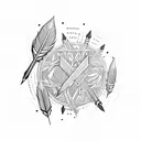 arrow and turkey feathers tattoo design idea