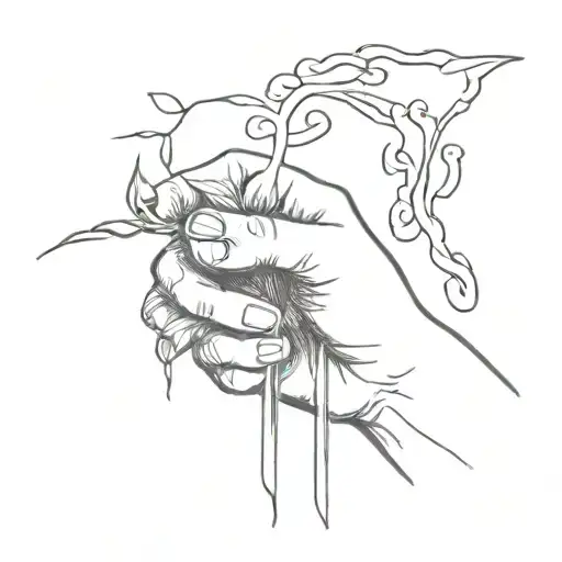 the symbol of Orpheus holding Eurydices hand   tattoo design idea