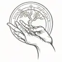 the symbol of Orpheus holding Eurydices hand   tattoo design idea