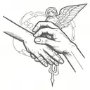 the symbol of Orpheus holding Eurydices hand   tattoo design idea