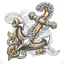 3D anchor  tattoo design idea