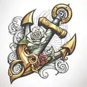 3D anchor  tattoo design idea