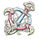 3D anchor  tattoo design idea