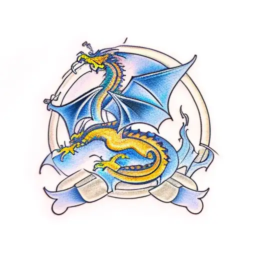 Dragon medieval tattoo design idea