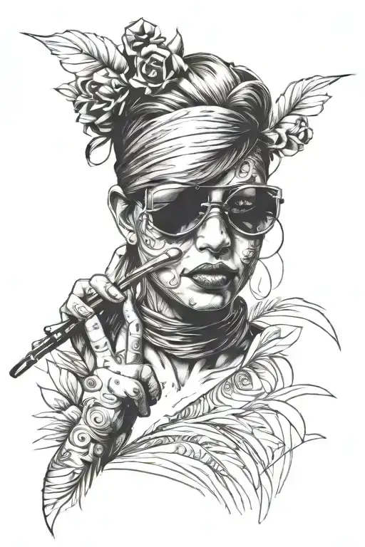 blindfolded girl saying shh tattoo design idea
