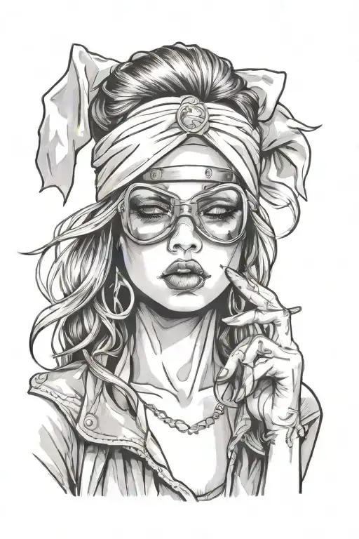 Girl with blindfold saying shh picture tattoo tattoo design idea