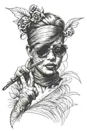 blindfolded girl saying shh tattoo design idea