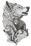 wolf and bear tattoo design idea