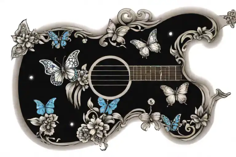 arrow, flower, moon, butterfly, crown, guitar, star, cloud, infinity tattoo design idea