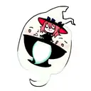 cute ghost with witch hat tattoo design idea