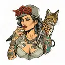 milf hunter, woman, sexy, lesbian  tattoo design idea