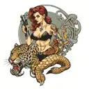 milf hunter, woman, sexy, lesbian  tattoo design idea
