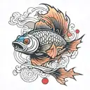 fish flying with dragon wrapped tattoo design idea