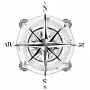 compass with waves and mountains tattoo design idea