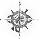 compass with waves and mountains tattoo design idea