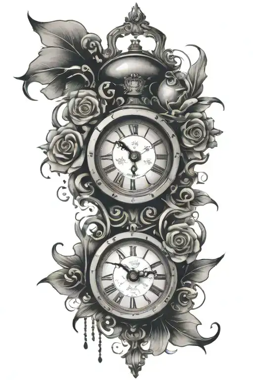 Emo clock running tattoo design idea