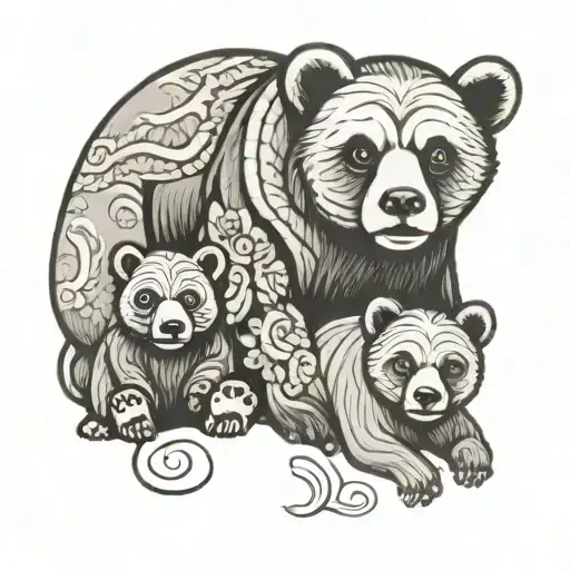 mom bear and three little bears tattoo design idea