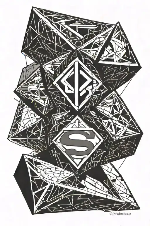 Cube, Superman logo, Shungite, Pyramid tattoo design idea