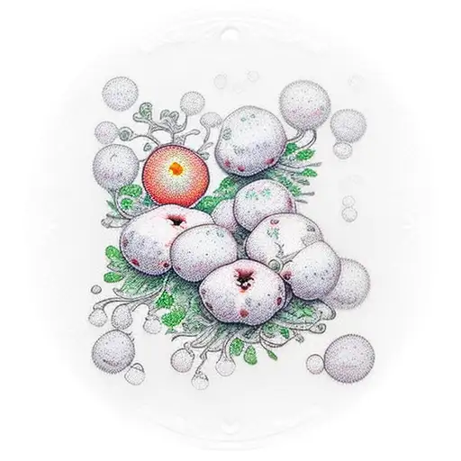 cloudberries and dwarf birches frame the oval tattoo design idea