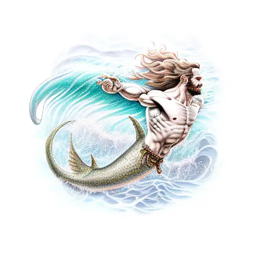 merman tattoo design idea
