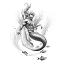 merman tattoo design idea
