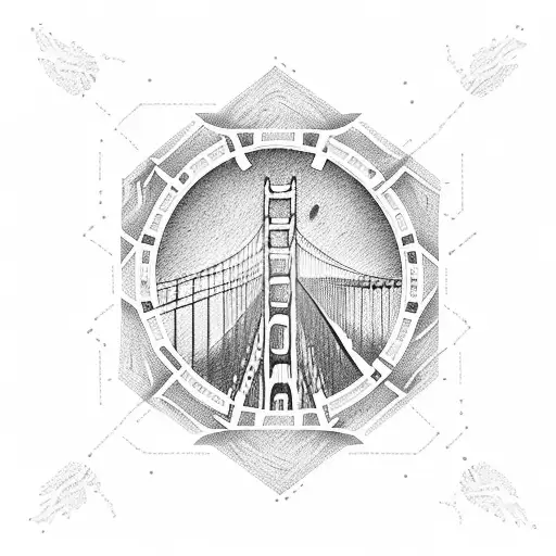 Golden Gate Bridge with date of 06-24-2023 tattoo design idea