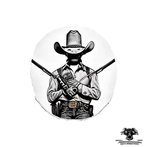 old cowboy outlaw gun fighter tattoo design idea