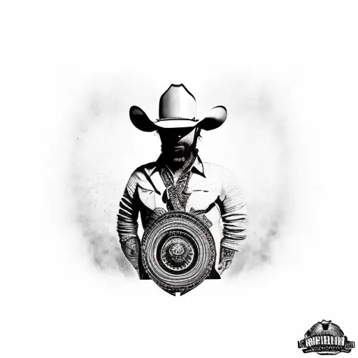 old cowboy outlaw gun fighter tattoo design idea