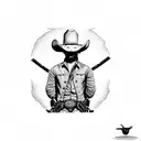 old cowboy outlaw gun fighter tattoo design idea