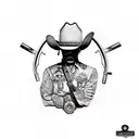old cowboy outlaw gun fighter tattoo design idea