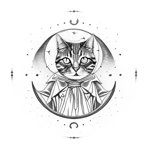 DAVID BOWIE  CAT ASTRONOMYY MOON tattoo design idea