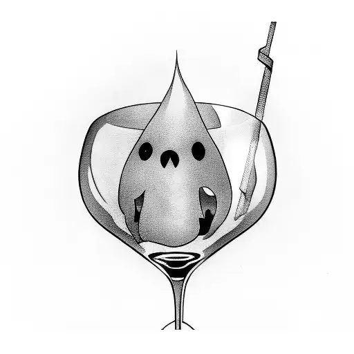 cartoon ghost inside of a martini glass tattoo design idea