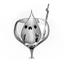 cartoon ghost inside of a martini glass tattoo design idea