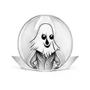 cartoon ghost inside of a martini glass tattoo design idea