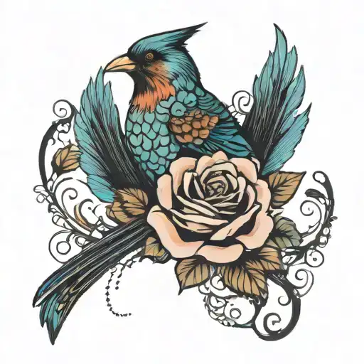II.XXII.MMXXIV with roses around it and a bird f c barcelona tattoo design idea