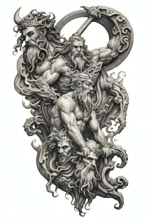 deniz sees zeus and poseidon tattoo design idea