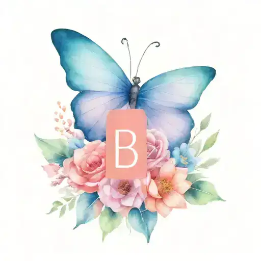 butterfly half flowers initials CAN 1981-2021 tattoo design idea
