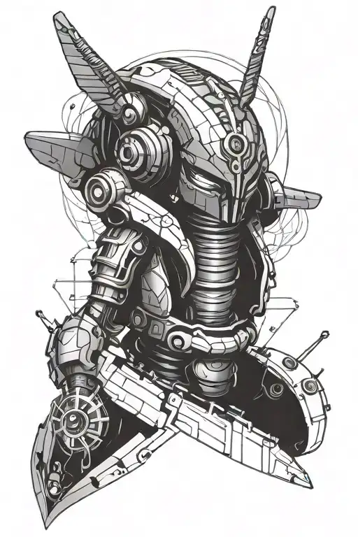 osiris strong and modern robotic tattoo design idea
