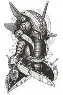 osiris strong and modern robotic tattoo design idea