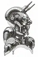 osiris strong and modern robotic tattoo design idea