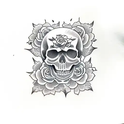 Skull and Roses tattoo design idea